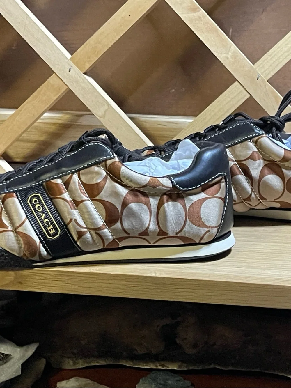 Coach W Sz 8M Metallic Bronze / Choco Quilted low -top Sneaker /Authentic Coach